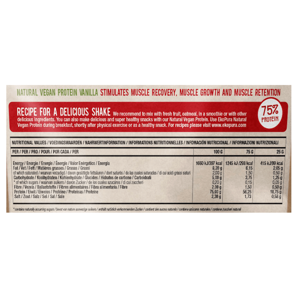 Ekopura Vegan Protein Vanilla Voedingswaarden